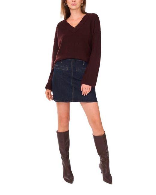 Vince Camuto Purple High-Low V-Neck Sweater