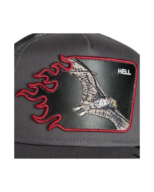 Goorin Bros Black Hell Flames Embroidered Patch Trucker Hat for men