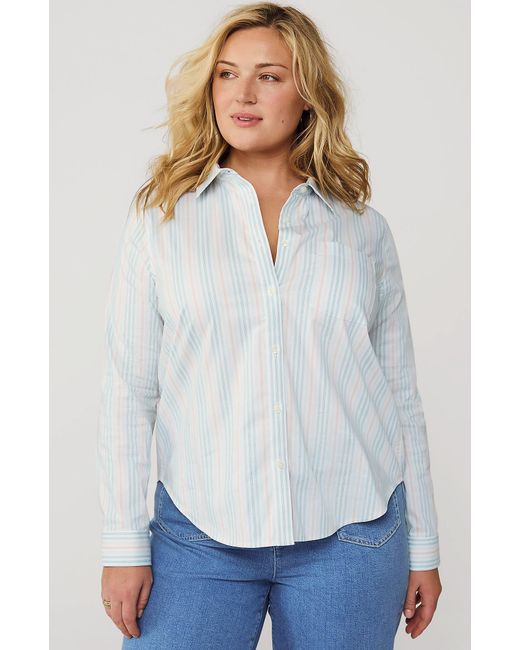 Lands' End White Cooling Button Front Shirt