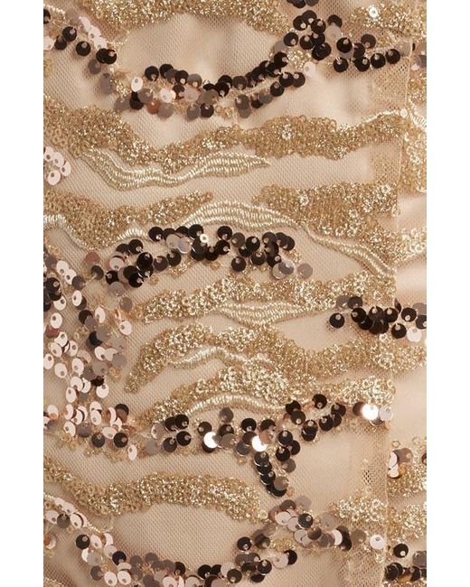 Tahari Natural Sequin A-Line Gown