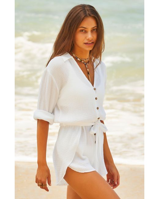 Isabella Rose White Daydreamer Long Sleeve Cover-up Romper