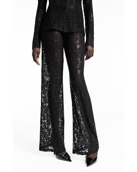 Mango Sheer Lace Wide Leg Pants in Black Lyst — free download