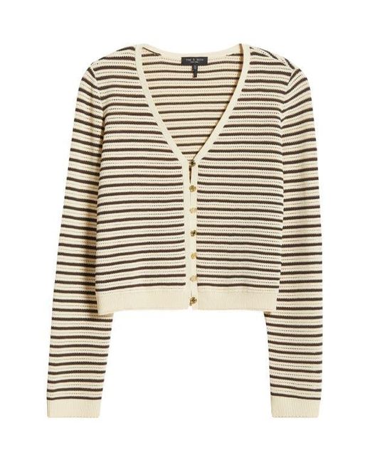 Rag & Bone Black Zoey Stripe Open Stitch Cotton Blend Cardigan