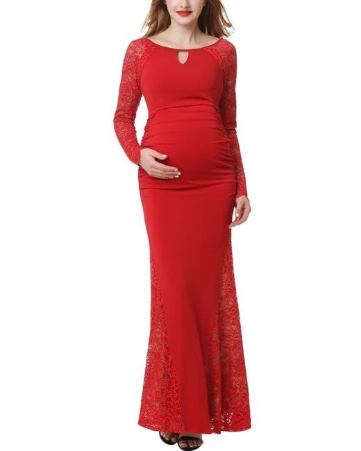 Kimi + Kai Red Bella Maternity Mermaid Maxi Dress
