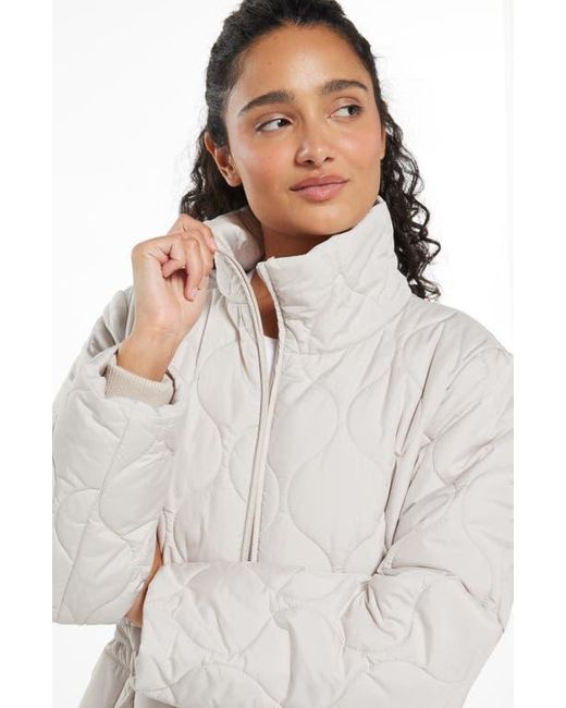 Zella White Skyline Longline Quilted Jacket