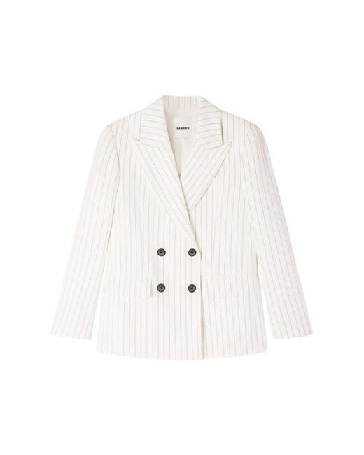 Sandro White Striped Suit Jacket