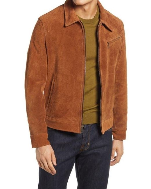 Schott Nyc Brown Rough Out Suede Jacket for men