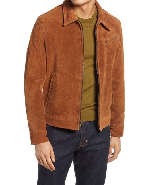 Schott Nyc Brown Rough Out Suede Jacket for men