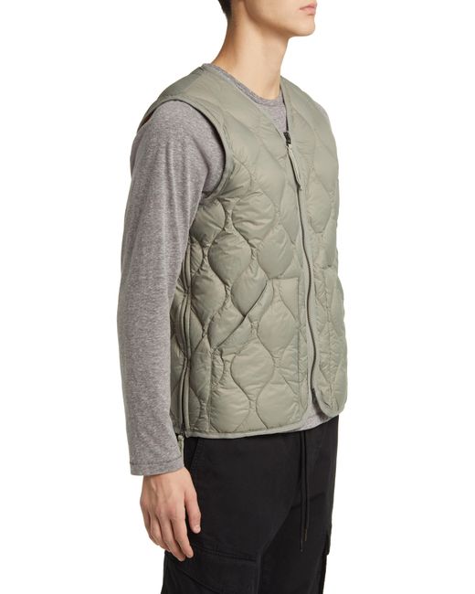 Taion Gray Military Quilted Packable Water Resistant 800 Fill Power Down Vest for men