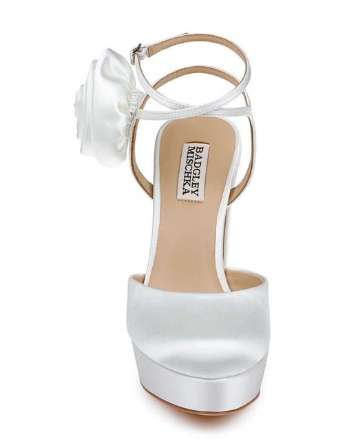 Badgley Mischka White Janessa Ankle Strap Platform Pump