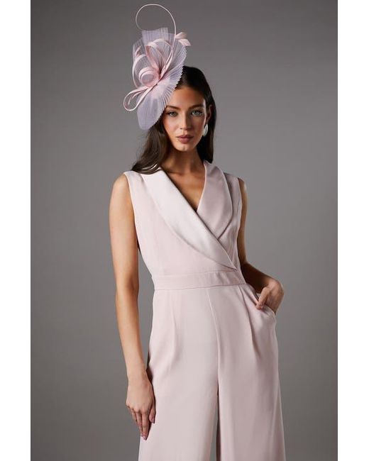 Coast Pink Crepe V-Neck Wrap Wide Leg Jumpsuit