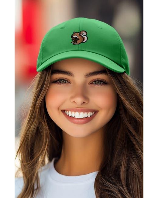 Alix Green Squirrel Embroidered Outdoor Cap for men