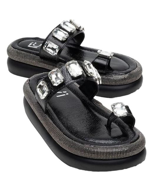Prologue Shoes Black Evans Jeweled Platform Sandal