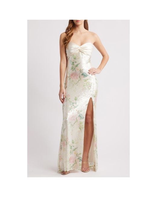 City Studios Strapless Sequin Dress in Natural | Lyst City Studios Strapless Sequin Dress in Natural | Lyst