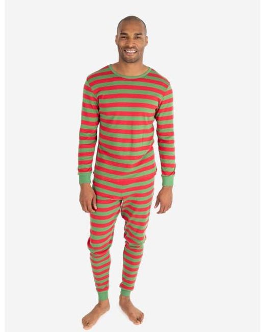 Leveret Red Cotton Striped Matching Family Holiday Pajamas for men