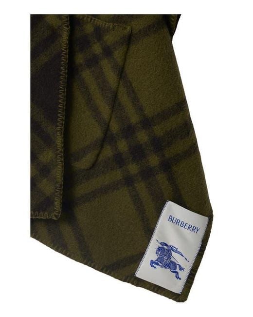 Burberry Green Reversible Check Wool Cape