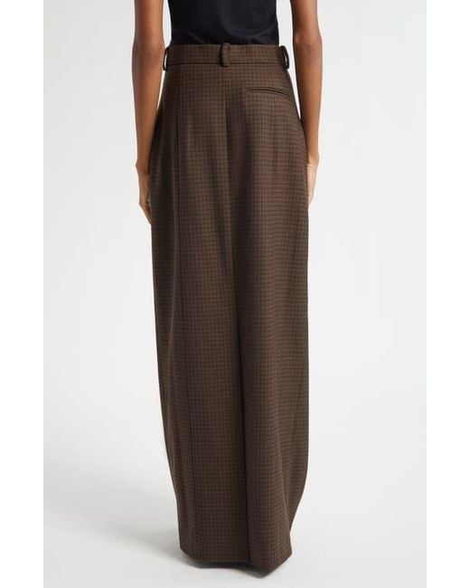 Acne Brown Inashy Check Stretch Wool Pencil Skirt