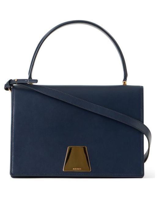 Akris Blue Medium Alice Leather Top Handle Bag