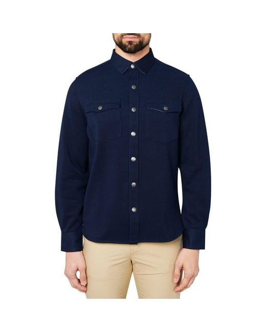 Brooklyn Brigade Blue Solid Waffle Knit Shirt Jacket for men