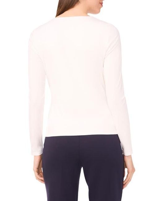 Halogen® White Long Sleeve Wrap Top