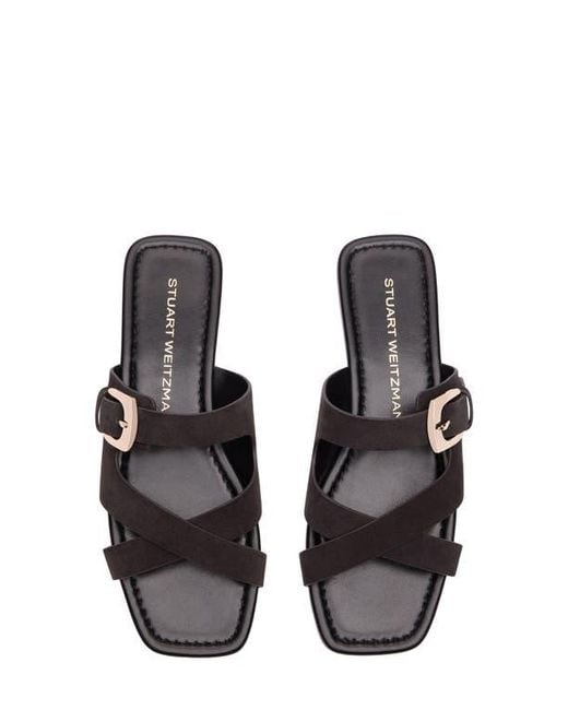 Stuart Weitzman Black Sai Slide Sandal