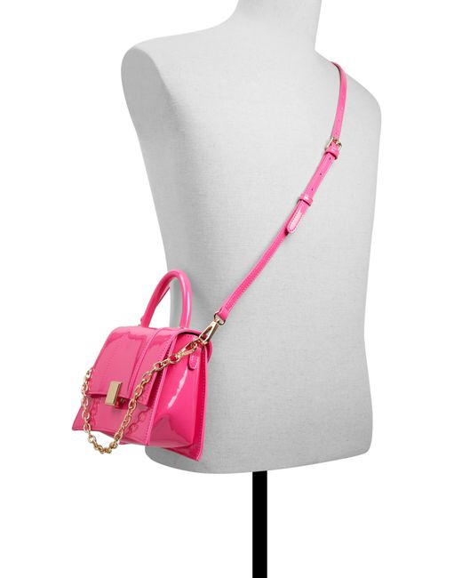 ALDO Pink Kindraxx Patent Faux Leather Top Handle Bag
