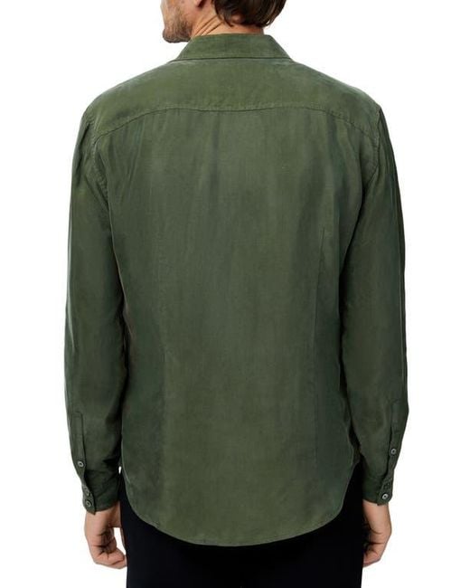John Varvatos Green Martin Solid Twill Button-Up Shirt for men
