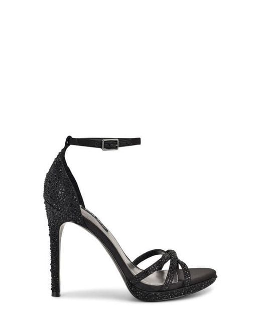 Nine West Black Lartay Platform Ankle Strap Sandal
