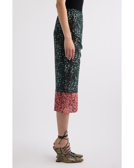 Dries Van Noten Black Homoa Layered Mixed Print Midi Skirt