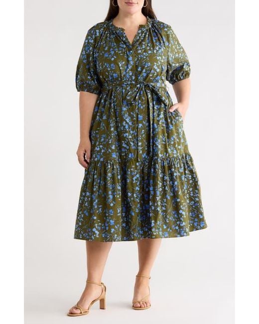 sugar lips green dress Chateau Satin Allegria Flutter Sleeve Midi Dress Curve EMERALD / 3X by Sugarlips main image 1