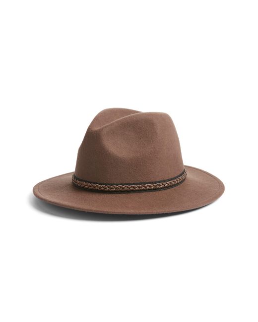 Treasure & Bond Brown Metallic Trim Panama Hat