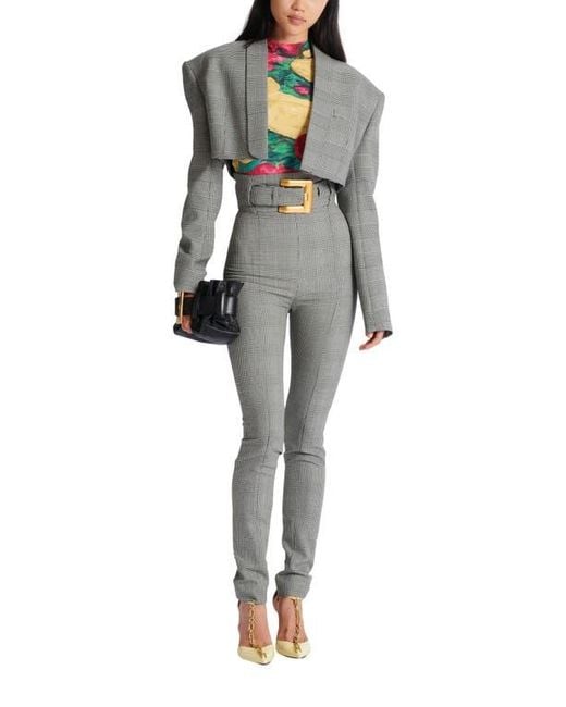 Balmain Gray Cropped Jacket