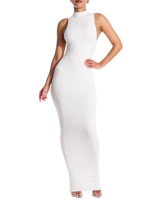Naked Wardrobe White Funnel Neck Body-con Dress