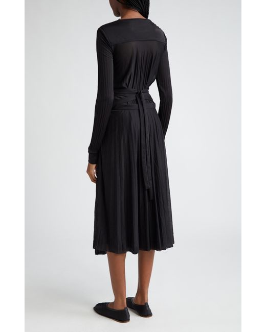 Proenza Schouler Black Riley Pleated Long Sleeve Jersey Dress