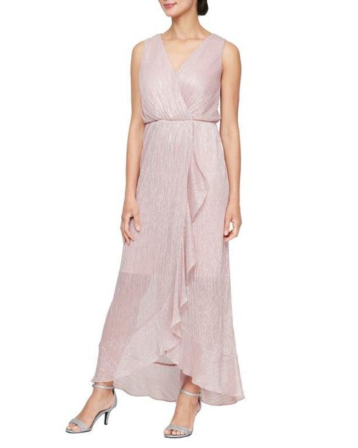 Sl Fashions Pink Metallic High-Low Gown With Jacket