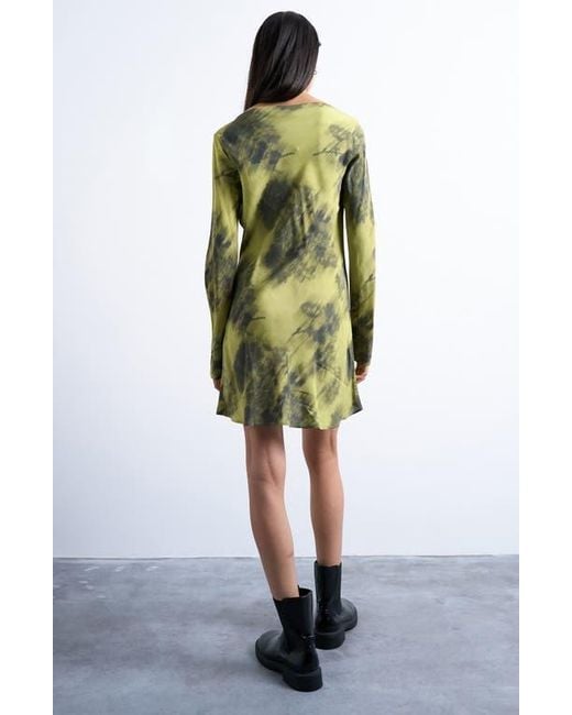 TOPSHOP Blue Abstract Print Bateau Neck Minidress