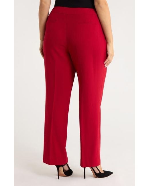 Kasper Red Flat Front Slim Pants