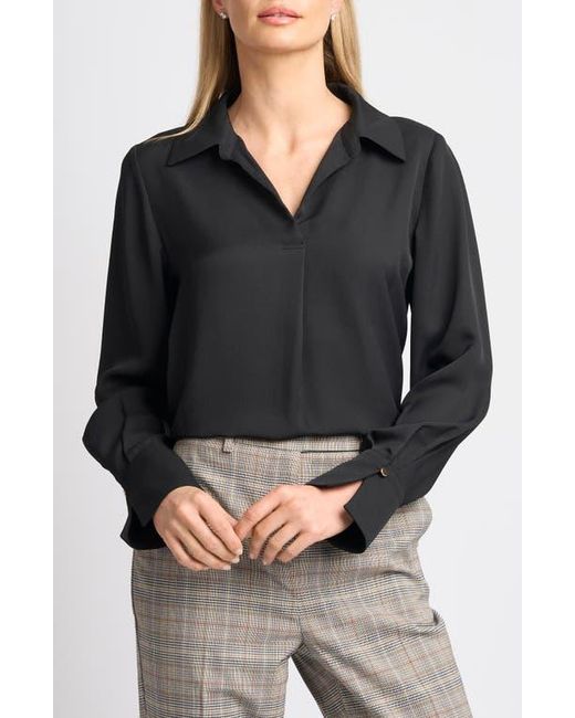 Halogen® Black Split Cuff Button-Up Top