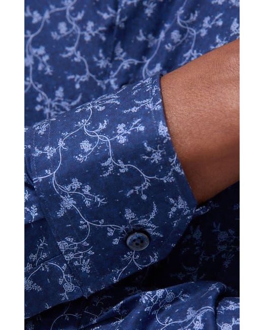 Bugatchi Blue Julian Shaped Fit Button-Up Shirt for men