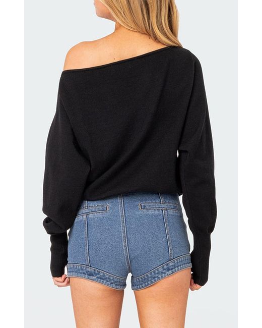 Edikted Black Oversize Off The Shoulder Sweater