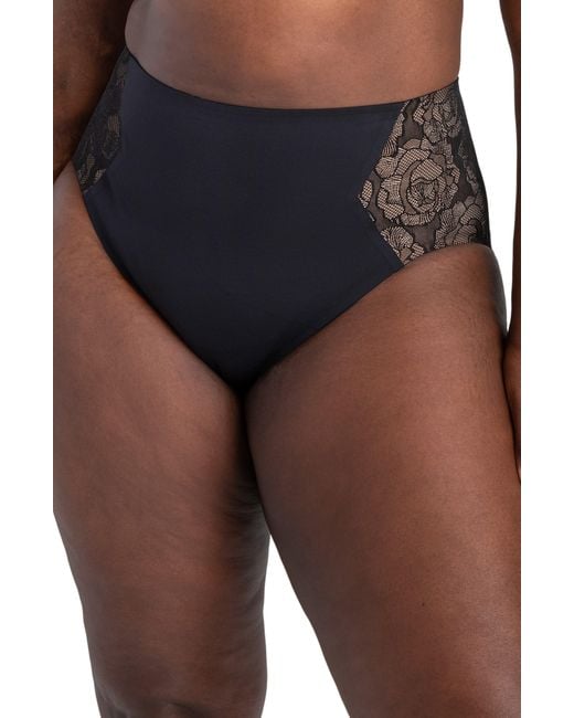 Honeylove Lace Crossover Briefs in Blue