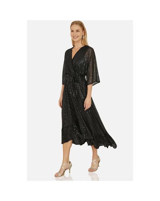 glitter kimono dress Gold Sequin Flutter Sleeve Floor Length Mother Of Bride Dress