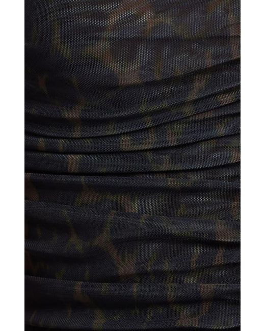 Open Edit Black Mesh Ruched Top