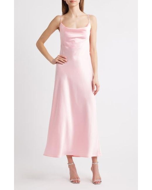 Lulus Pandora Flower Satin Cocktail Dress in Pink | Lyst
