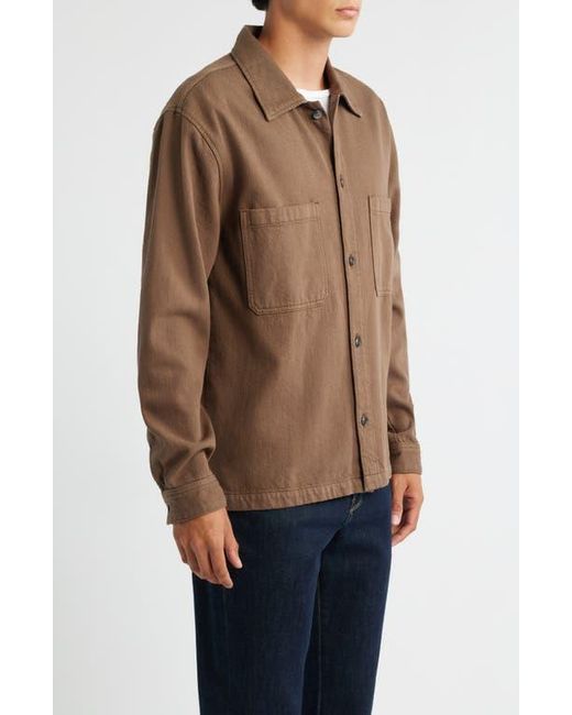FRAME Brown Textured Terry Double Pocket Overshirt for men