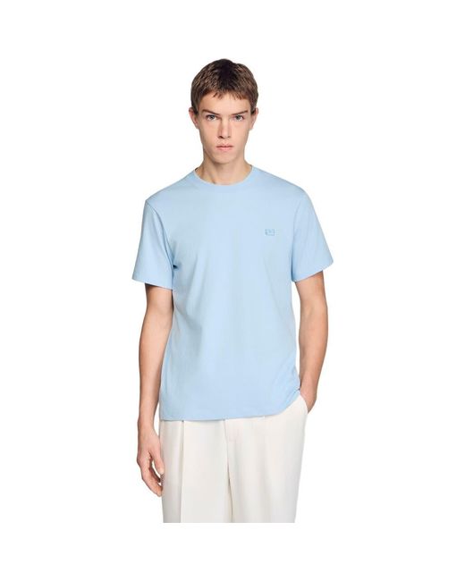 Sandro Blue T-Shirt With Double S Patch for men