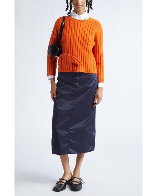 Sandy Liang Orange Carlow Rib Wool Blend Sweater