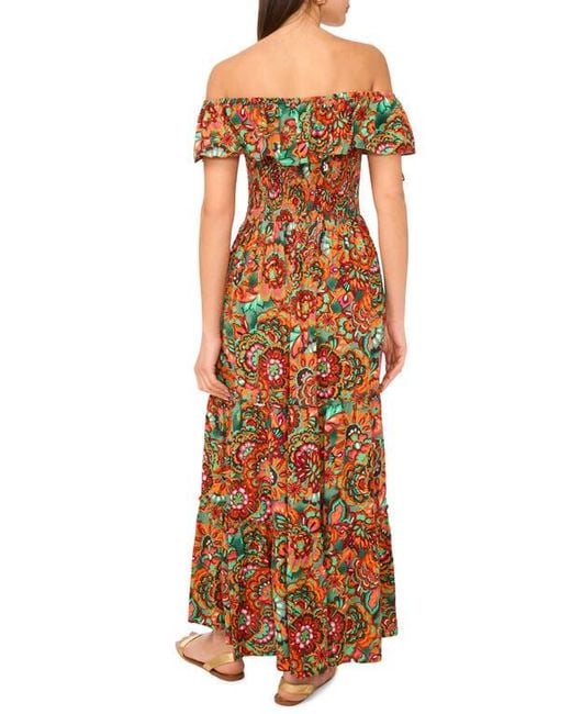 Vince Camuto Off-the-shoulder Tiered Maxi Dress in Orange | Lyst