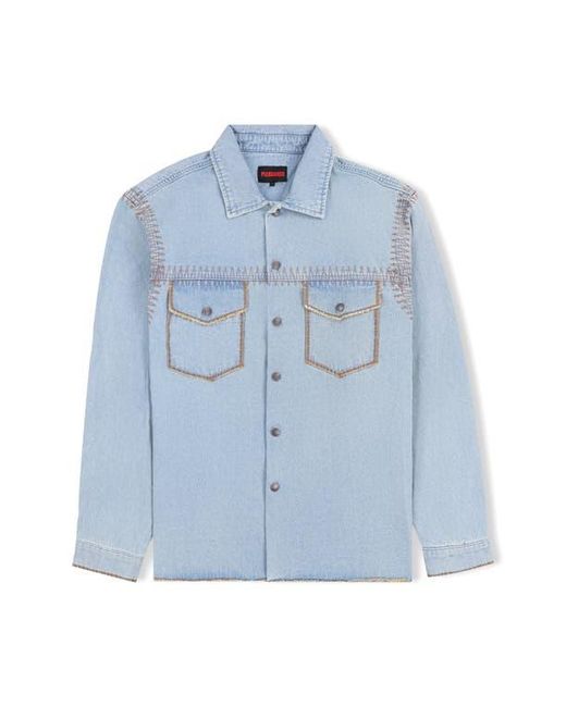 Pleasures Blue Fortress Denim Button-Up Shirt for men