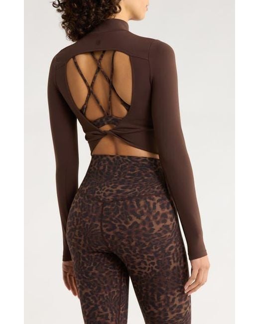 Mpg Brown Cloud Open Back Crop Top